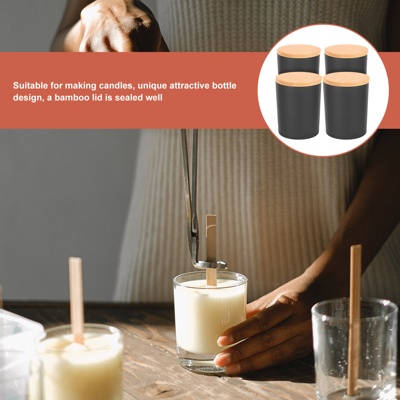 4 Piece Glass Candle Jars with - огляд і ціна Candle Making Jars With Lids